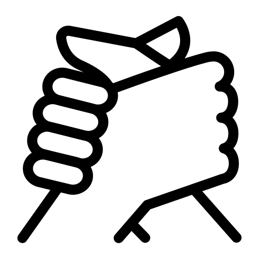 Ein Icon, wo zwei Hände sich gegenseitig halten